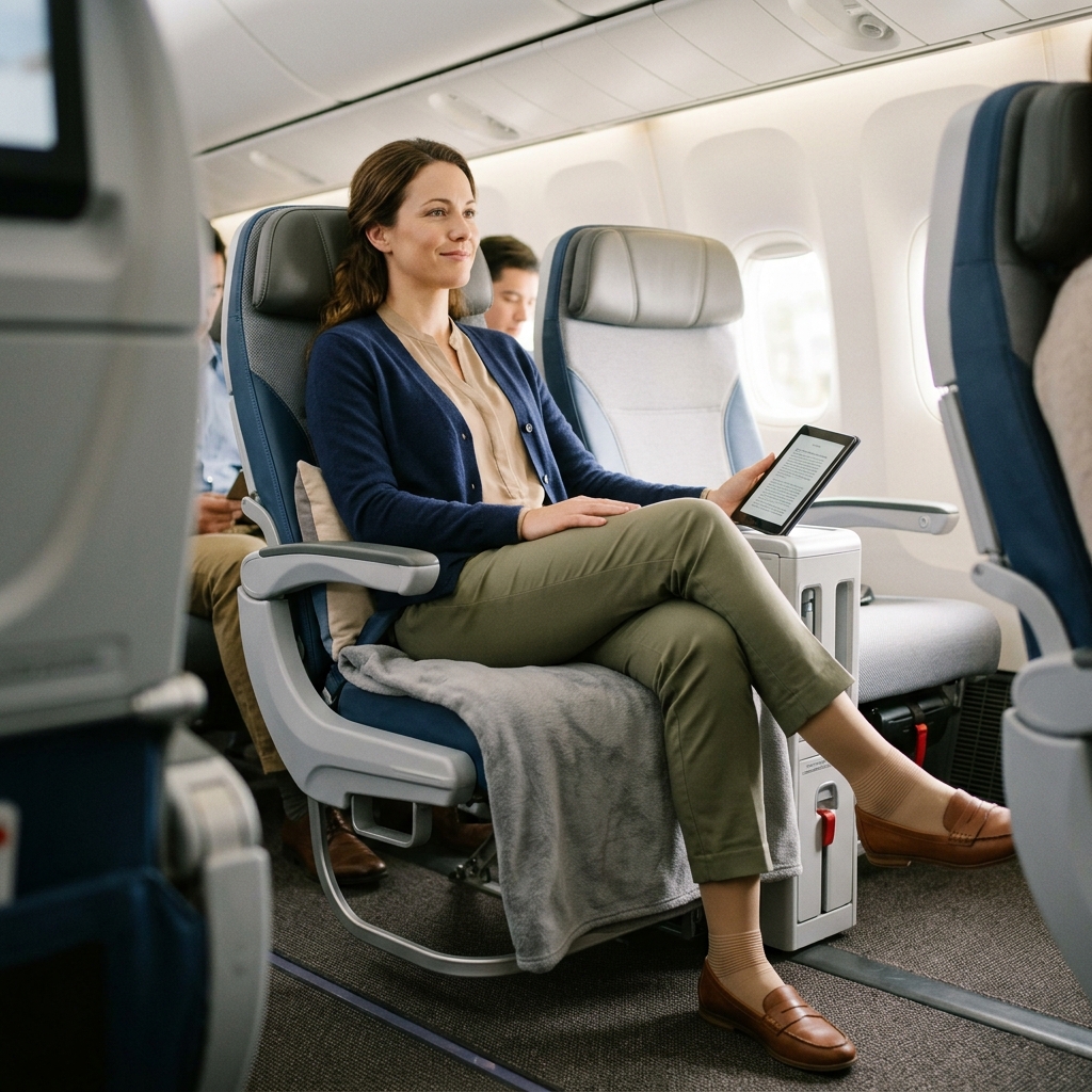 Person wearing compression during travel