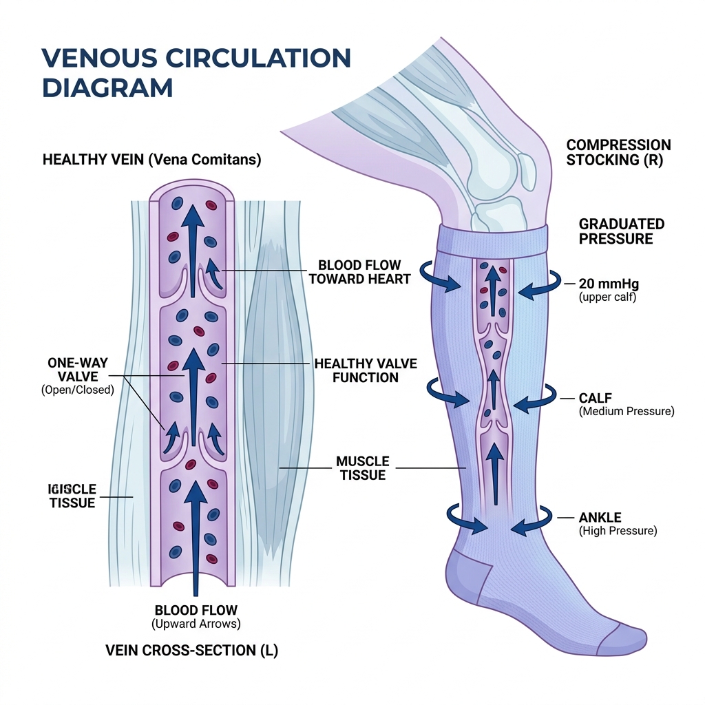 Leg vein circulation illustration